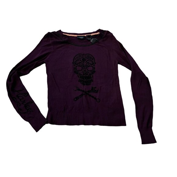 Harley Davidson Motorclothes Womens‎ Dark Purple Sweater Pure Viscose Size Large - Picture 2 of 10